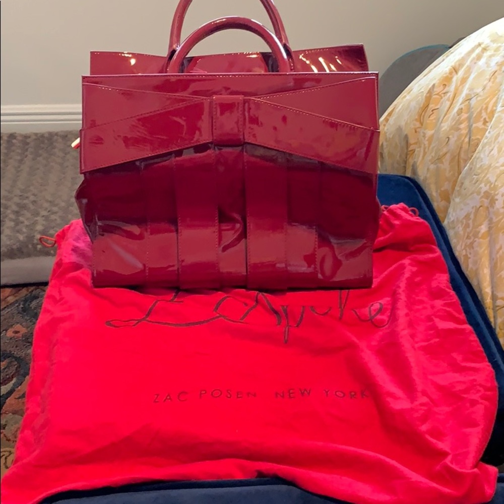 Z Spoke by Zac Posen, red patent satchel